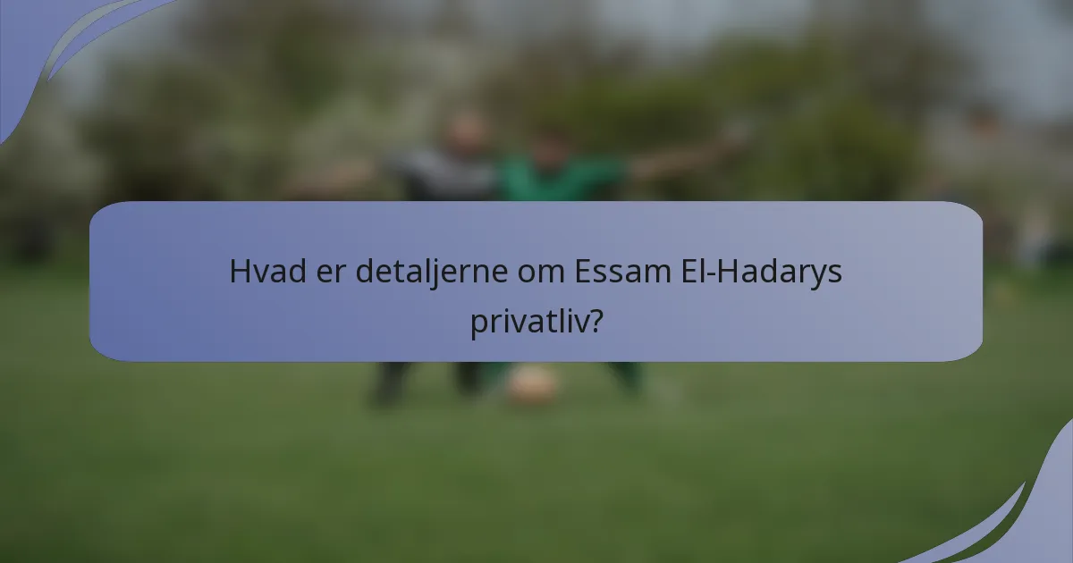 Hvad er detaljerne om Essam El-Hadarys privatliv?