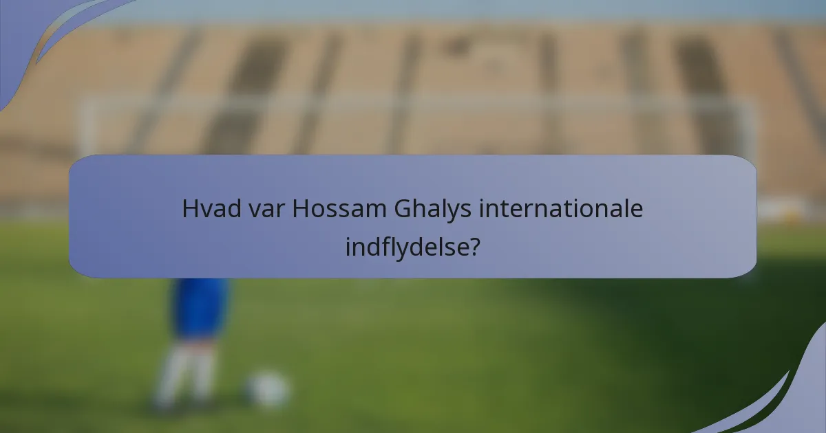 Hvad var Hossam Ghalys internationale indflydelse?