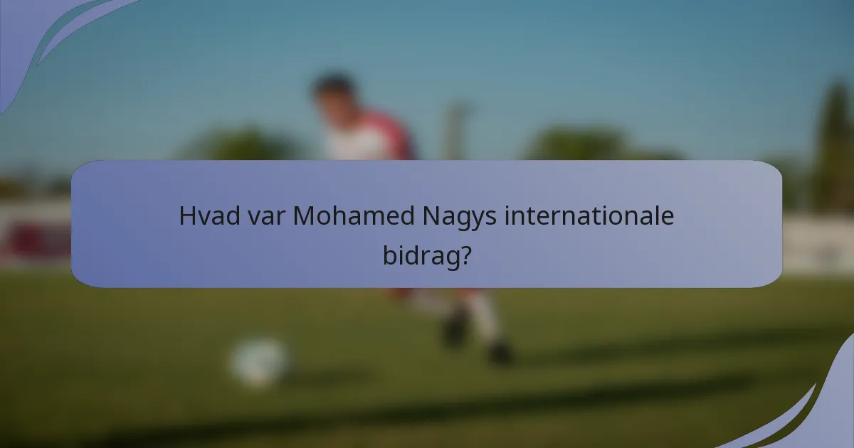 Hvad var Mohamed Nagys internationale bidrag?