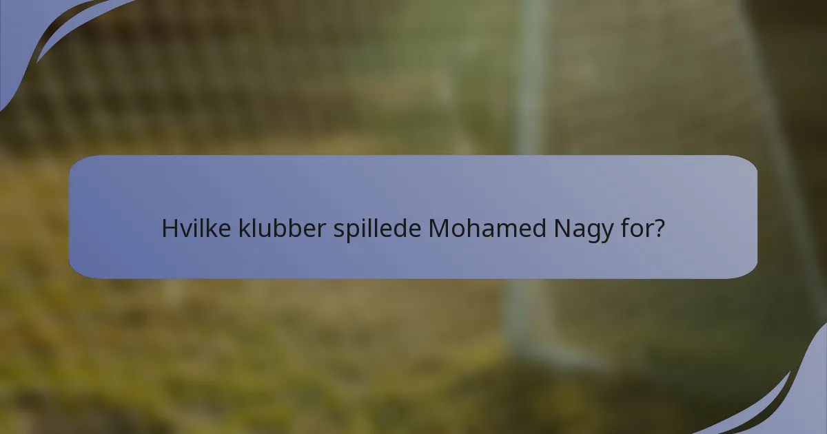 Hvilke klubber spillede Mohamed Nagy for?