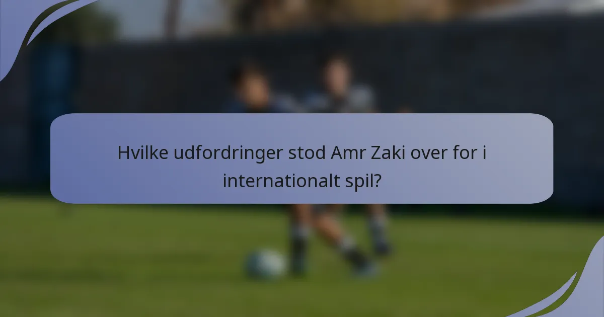 Hvilke udfordringer stod Amr Zaki over for i internationalt spil?