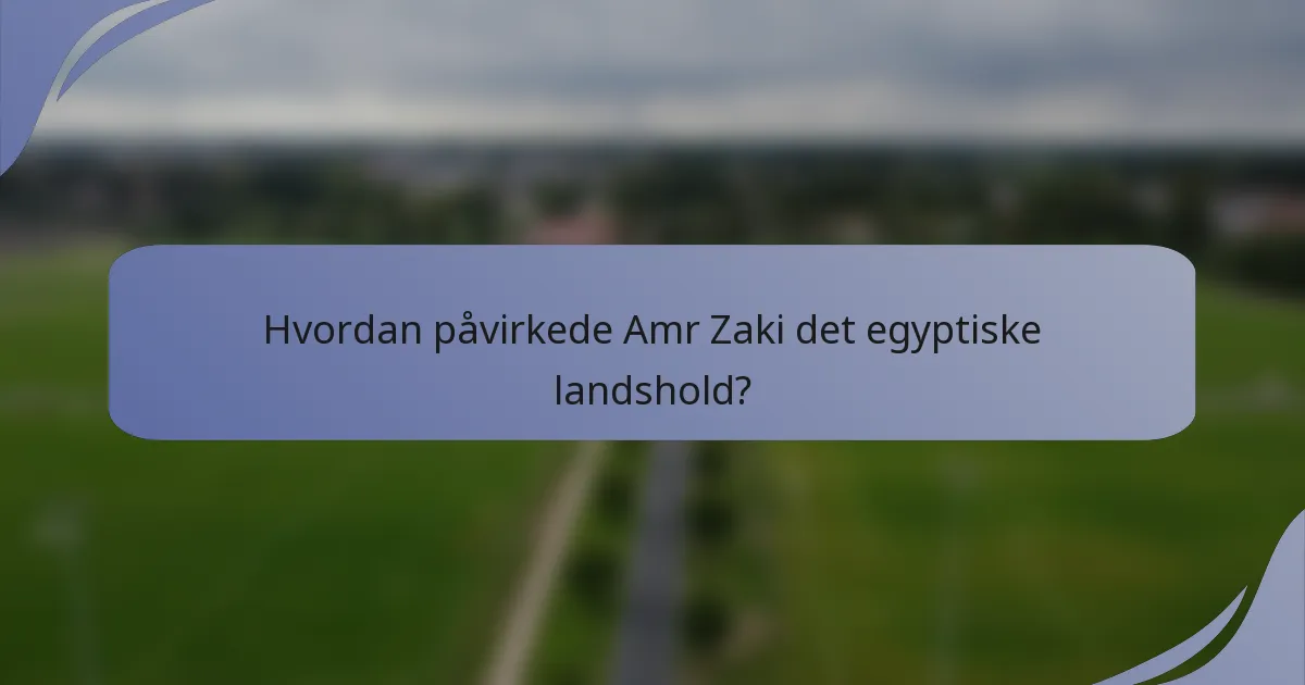 Hvordan påvirkede Amr Zaki det egyptiske landshold?
