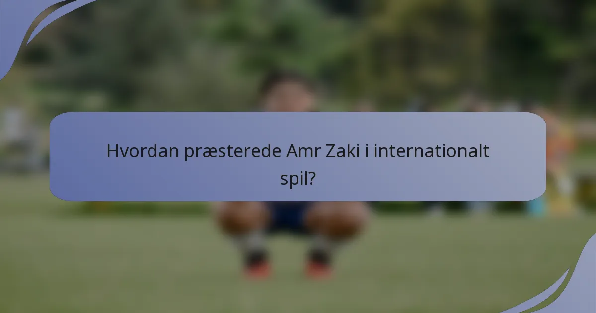 Hvordan præsterede Amr Zaki i internationalt spil?